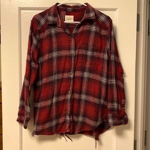 American Eagle oversized and intentionally distressed flannel